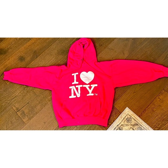 Tops - I Love New York NY Hot Pink Pullover Hoodie Sweatshirt Small